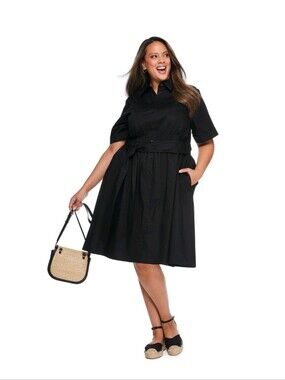 PLUS SIZE Lane Bryant women's shirt midi dress features a classic Solid Black/93